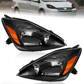 Black Housing Headlights Front Lamp For 2004-2005 Toyota Sienna CE LE XLE 2pcs