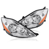 Chrome Housing Headlights Front Lamps Amber Corner For 2006-2010 Toyota Sienna 2pcs