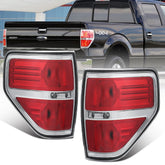 Chrome Housing Tail Lights Rear Lamps For 2009-2014 Ford F-150 F150 Pickup LH+RH