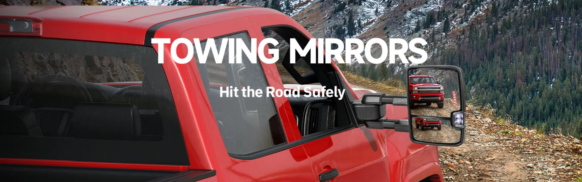 chevy truck with mostplus tow mirrors banner