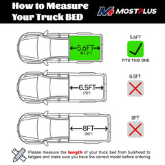 Truck bed measurement guide for Nissan Titan pickup trucks with bed lengths of 5.6ft (67.2"), 6.5ft (78"),and 8ft (96"), highlighting 5.6ft 