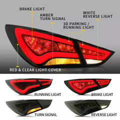 Smoke Lens LED Tail Lights For 2011-2014 Hyundai Sonata Brake Lightbar