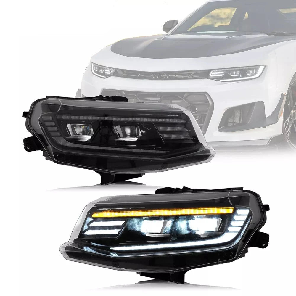 LED Projector Headlights Dynamic For 2016-2018 Chevy Camaro Halogen / HID Model