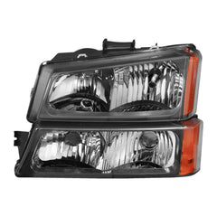 Headlight Assembly Compatible with 2003-2006 Chevy Silverado/Avalanche 1500/2500 Front Lamp with Black Housing/Clear Lens/Amber Reflector