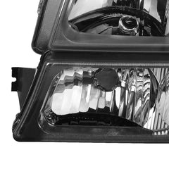 Headlight Assembly Compatible with 2003-2006 Chevy Silverado/Avalanche 1500/2500 Front Lamp with Black Housing/Clear Lens/Amber Reflector