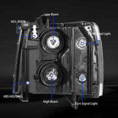 Motorparter Front Headlights For 2007-2013 Chevy Silverado 1500 2500 3500HD w/Amber Corner