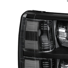 Headlight Assembly For 2007-2013 Chevrolet Silverado 1500 2500HD 3500HD Front Lamp with Black Housing/Clear Lens/Clear Reflector