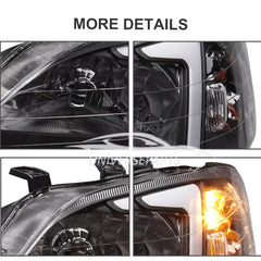 LED DRL Turn Signal Headlights Assembly For 1999-2000 Honda Civic EK EJ with Smoke Housing/Clear Lens/Amber Reflector