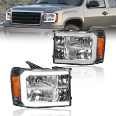 LED DRL Headlights Front Lamps For 2007-2014 GMC Sierra 1500 2500 3500HD