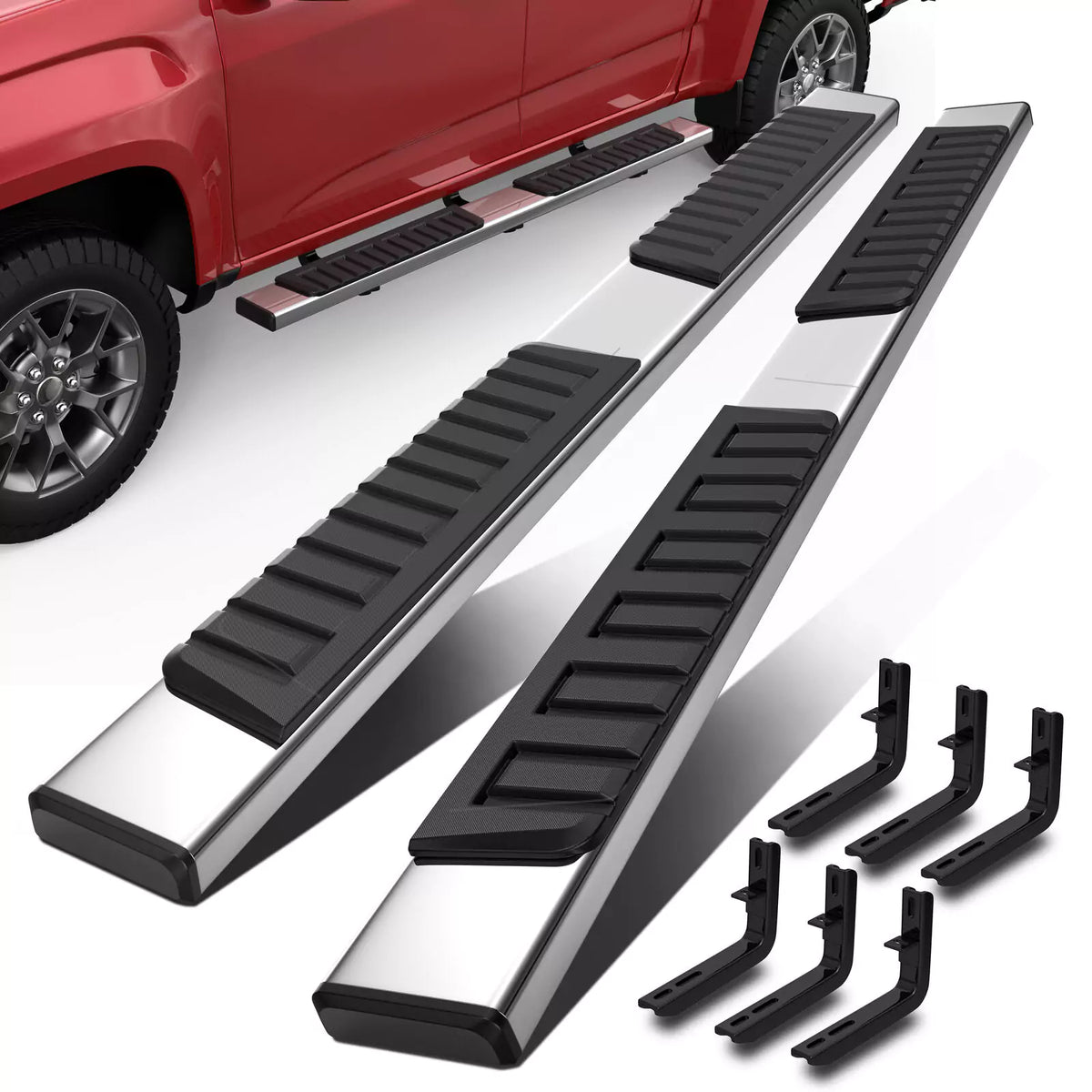 6" Running Boards Side Step Bars For 2015-2022 Colorado Canyon Crew Cab LH+RH