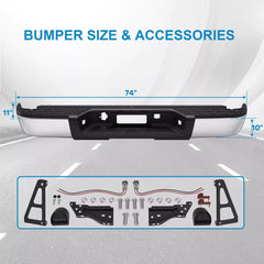 Chrome Steel Rear Bumper For 2007-2013 Chevy Silverado / GMC Sierra 1500 w/o Sensors