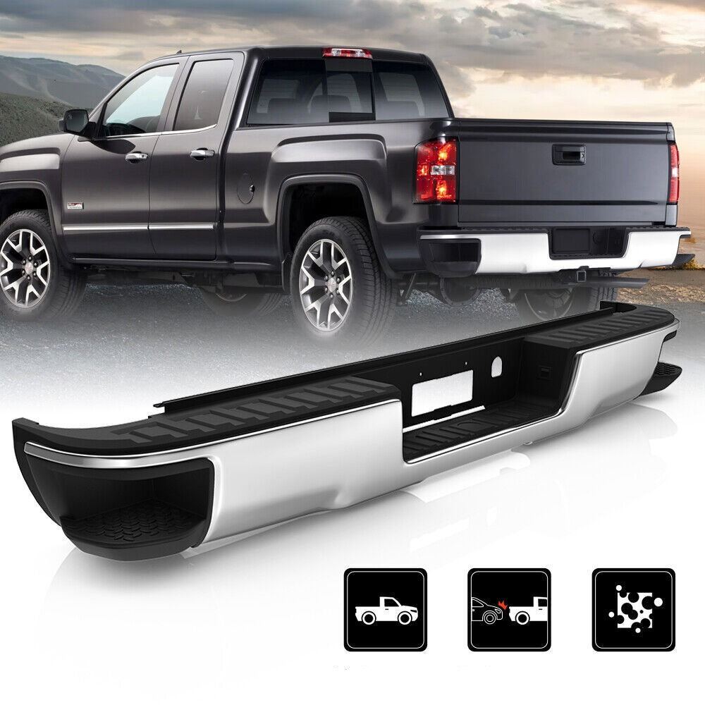 Chrome Steel Rear Bumper For 2014-2018 Chevy Silverado GMC Sierra 1500 ...