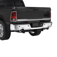 Chrome Steel Rear Bumper For 2009-2018 Dodge Ram 1500/2010-2018 Ram 2500 3500/2019-2023 Ram 1500 Classic with Sensor Holes & Dual Exhaust