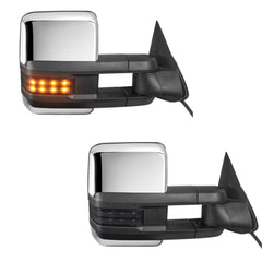 Chrome Power Heated Tow Mirrors For 2003-2007 Chevy Silverado Suburban Tahoe GMC Sierra Yukon w/ Turn light, Clearance Lamps (Set of 2)