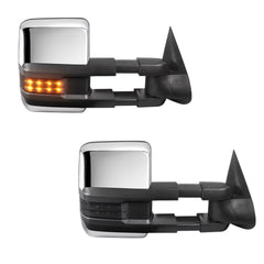 Chrome Power Heated Tow Mirrors For 2003-2007 Chevy Silverado Suburban Tahoe GMC Sierra Yukon w/ Turn light, Clearance Lamps (Set of 2)