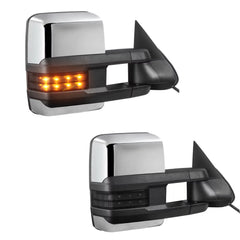 Chrome Power Heated Tow Mirrors For 2003-2007 Chevy Silverado Suburban Tahoe GMC Sierra Yukon w/ Turn light, Clearance Lamps (Set of 2)