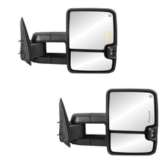 Chrome Power Heated Tow Mirrors For 2003-2007 Chevy Silverado Suburban Tahoe GMC Sierra Yukon w/ Turn light, Clearance Lamps (Set of 2)