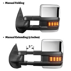 Chrome Power Heated Tow Mirrors for 2007-2013 Silverado Sierra LED Amber Signal