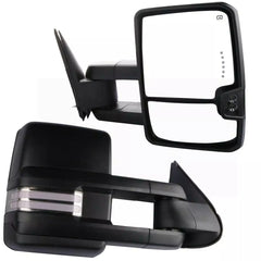 Black Power Heated Tow Mirrors For 2003-2006 Chevrolet Tahoe GMC Yukon w/Sequential Turn light, Amber Running Lights