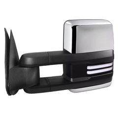 Chrome Power Heated Tow Mirrors For 2003-2007 Chevy Silverado Tahoe / GMC Sierra Yukon 1500 2500 3500 w/Sequential Turn Light, Clearance Lamps, Running Light (Set of 2)