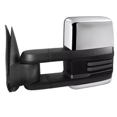 Chrome Power Heated Tow Mirrors For 2003-2007 Chevy Silverado Tahoe / GMC Sierra Yukon 1500 2500 3500 w/Sequential Turn Light, Clearance Lamps, Running Light (Set of 2)