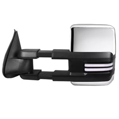 Chrome Power Heated Tow Mirrors For 2003-2007 Chevy Silverado Tahoe / GMC Sierra Yukon 1500 2500 3500 w/Sequential Turn Light, Clearance Lamps, Running Light (Set of 2)