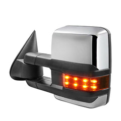 Chrome Power Fold Towing Mirrors For 2007-2013 Chevy Silverado Avalanche Suburban Tahoe/ GMC Sierra Yukon with Turn Light, Clearance Lamp, Control Switch