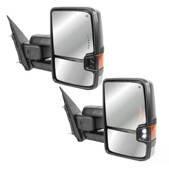 Used Chrome Power Fold Tow Mirrors For 2014-2018 Chevy Silverado GMC Sierra 1500 2500HD 3500HD with Turn Light, Clearance Lamp, Running Light, Control Switch