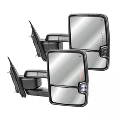 Used Chrome Power Fold Tow Mirrors For 2014-2018 Chevy Silverado GMC Sierra 1500 2500HD 3500HD with Turn Light, Clearance Lamp, Running Light, Control Switch