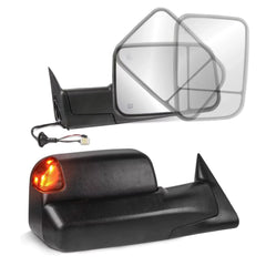 Black Power Heated Towing Mirrors with Led Signal Lights For 1998-2001 Dodge Ram 2PCS