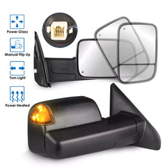 Black Power Heated Towing Mirrors for 2002-2008 Dodge Ram 1500 2003-2009 Ram 2500/3500