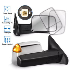 Chrome Power Heated Towing Mirrors With Turn Signal For 2002-2008 Dodge Ram 1500/2500/3500