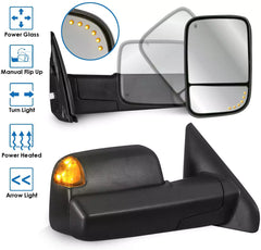 Black Power Heated Towing Mirrors w/ Turn Signal For 2002-2008 Ram 1500, 2003-2009 Dodge Ram 2500 3500