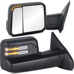 Black Power Heated Tow Mirrors For 2002-2008 Dodge Ram 1500, 2003-2009 Ram 2500/3500 w/ Led Turn Light