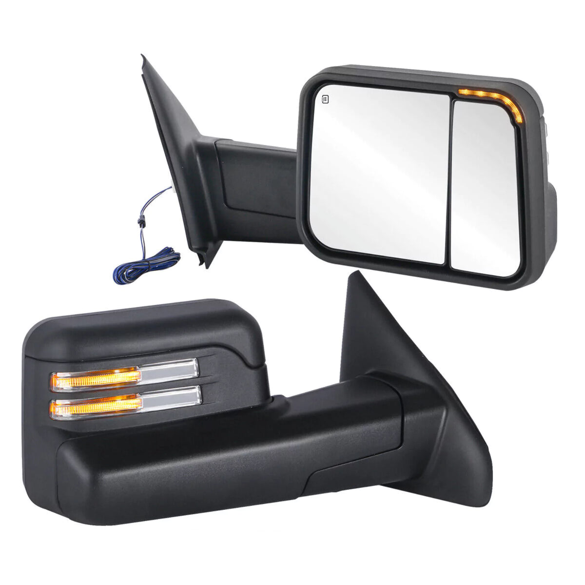 Black Power Heated Tow Mirrors For 2002-2008 Dodge Ram 1500, 2003-2009 Ram 2500/3500 w/ Led Turn Light