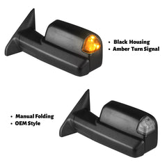 Black Power Heated Towing Mirrors For 2009-2018 Dodge Ram 1500 2010-2018 2500 3500, 2019-2023 Ram 1500 Classic With LED Turn Signal & Temp Sensor Pair(2)