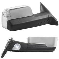 Chrome Power Heated Tow Mirrors w/ Turn Signal TEMP Sensor For 2009-2018 Ram 1500/2500/3500, 2019-2023 Ram 1500 Classic