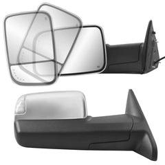 Chrome Power Heated Tow Mirrors w/ Turn Signal TEMP Sensor For 2009-2018 Ram 1500/2500/3500, 2019-2023 Ram 1500 Classic