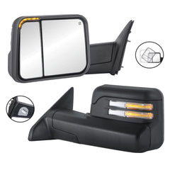 Black Power Heated Towing Mirrors w/ Led Turn Light & Temp Sensor For 2009-2018 Ram 1500 2500 3500 2pcs