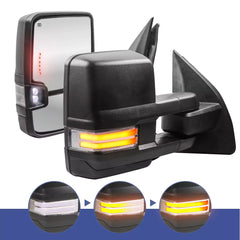 Black Power Heated Towing Mirrors for 2003-2016 Ford F-250 F350 F450 F550 Super Duty w/Sequential Turn light (Set of 2)