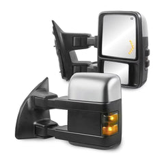 Chrome Power Heated Tow Mirrors For 1999-2007 Ford F250 F350 F450 F550 Super Duty