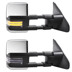 Chrome Power Fold Towing Mirrors for 2007-2021 Toyota Tundra/2008-2017 Toyota Sequoia w/Sequential Turn Light, Blind Spot