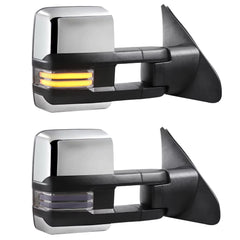 Chrome Power Fold Towing Mirrors for 2007-2021 Toyota Tundra/2008-2017 Toyota Sequoia w/Sequential Turn Light, Blind Spot