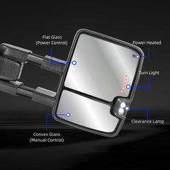 Motorparter Chrome Tow Mirrors Power Fold Heated For Chevy Silverado GMC Sierra 1500 2014-18