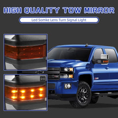 Motorparter Chrome Tow Mirrors Power Fold Heated For Chevy Silverado GMC Sierra 1500 2014-18
