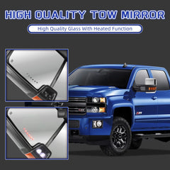 Motorparter Chrome Tow Mirrors Power Fold Heated For Chevy Silverado GMC Sierra 1500 2014-18