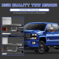 Motorparter Chrome Tow Mirrors Power Fold Heated For Chevy Silverado GMC Sierra 1500 2014-18