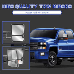 Motorparter Chrome Tow Mirrors Power Fold Heated For Chevy Silverado GMC Sierra 1500 2014-18