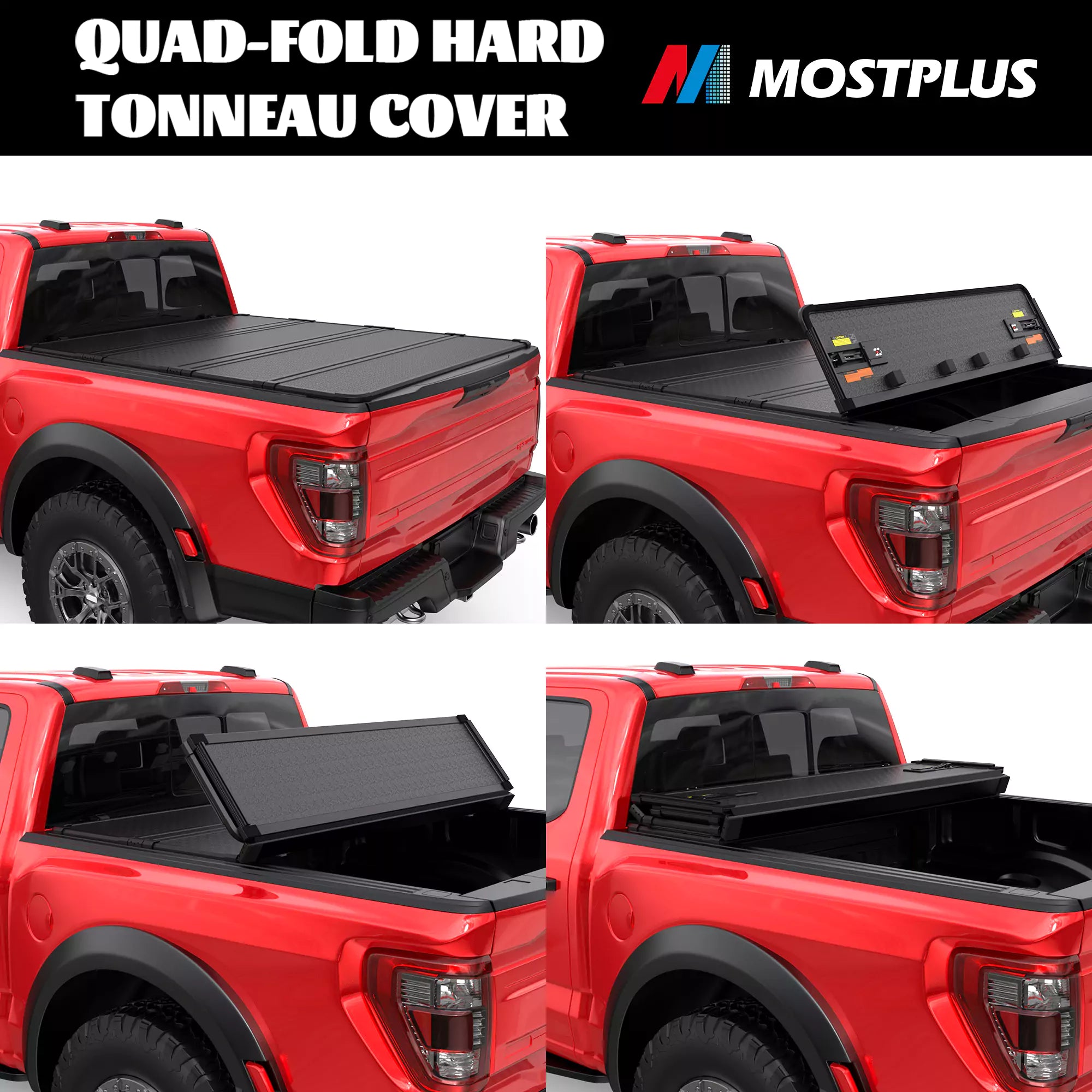 thumbnail image 2 of Rvni 6.6 Ft Four Fold Tonneau Cover Soft Truck Bed Covers For 2009-2014 Ford F-150 F150 Styleside 2 of 9