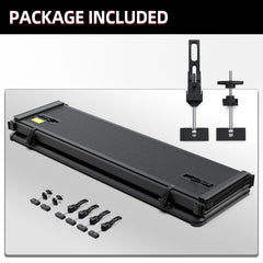 MOSTPLUS FRP hard quad-fold tonneau cover for 83-11 Ford Ranger package contents include a folded truck bed cover, safety straps, locking clamps, and mounting hardware.